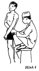 Thầy thuốc Ngồi ghế phía sau người bệnh co một chân đặt bàn chân trên mặt 4