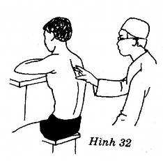 Thầy thuốc Ngồi ghế phía sau người bệnh một tay theo dõi nhiệt độ da một 7