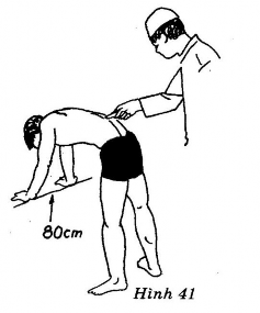 Người bệnh Đứng giang rộng hai chân hai tay chống trên một điểm tỳ cao 80cm 3