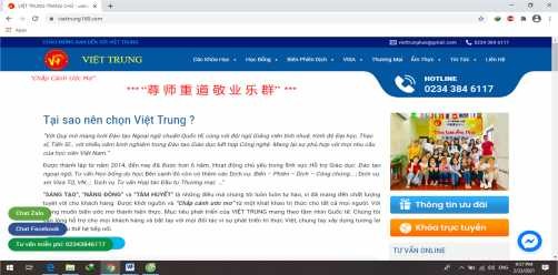 Hình 2 7 Hình ảnh Website của Trung tâm ngoại ngữ Việt Trung Nguồn Phòng Marketing 3