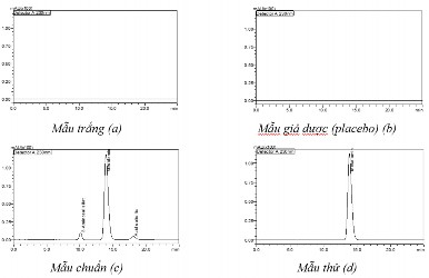Hình 3 2 Sắc ký đồ mẫu trắng a mẫu placebo b mẫu chuẩn c và mẫu thử d 4