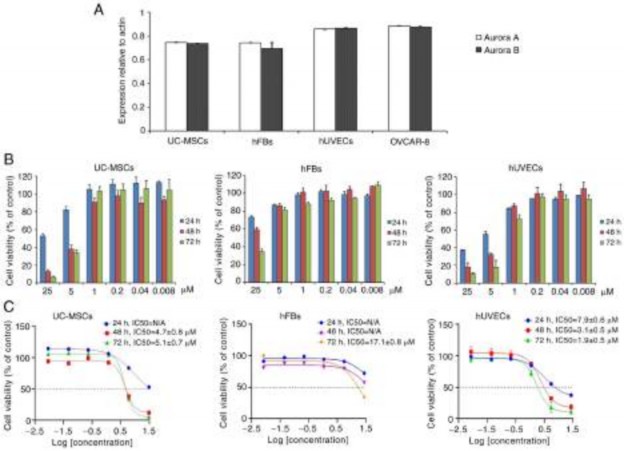 Figure 5 Oxostephanine is selectively cytotoxic to different cell types A mRNA expression of Aurora 5