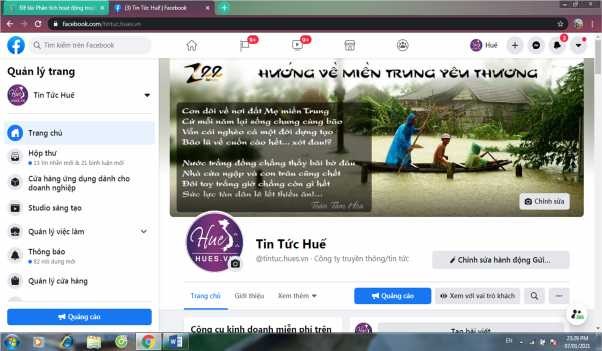 Hình 2 9 Giao diện chính của Fanpage Tin tức Huế Nguồn Fanpage Tin tức Huế https 1