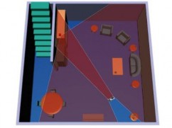 If somebody disturbs the reflection pattern the motion detector sends an alarm signal to the 8