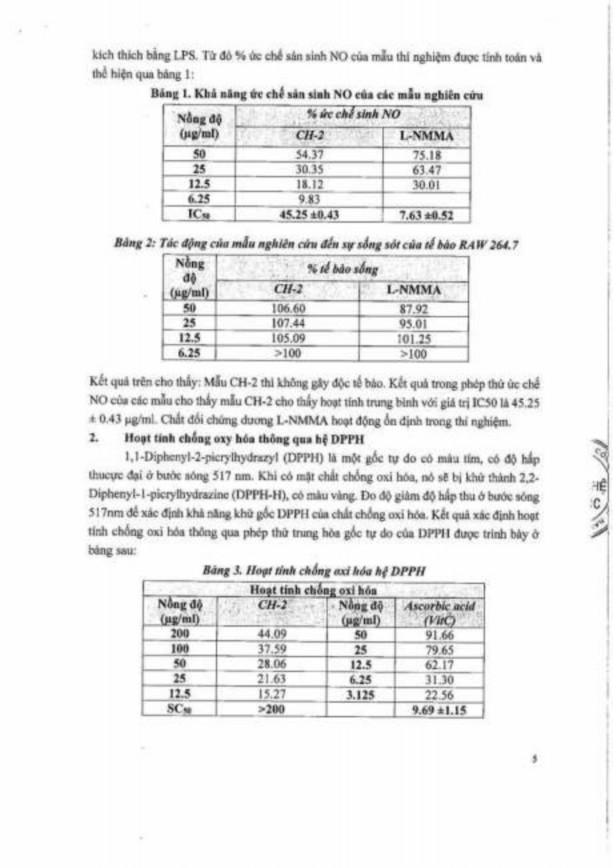 Phụ lục 136 Kết quả thử hoạt tính chống oxy hóa và hoạt tính gây độc tế 1