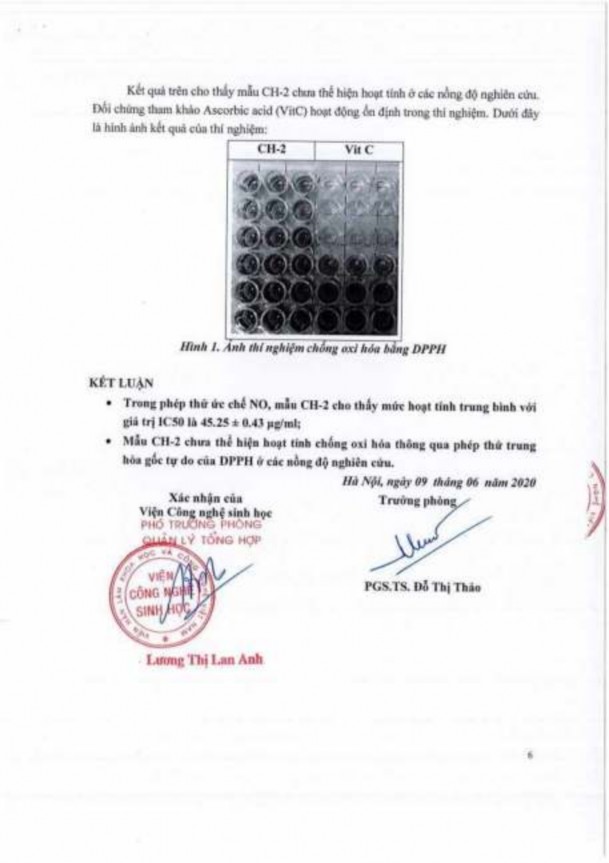 Phụ lục 136 Kết quả thử hoạt tính chống oxy hóa và hoạt tính gây độc tế 2
