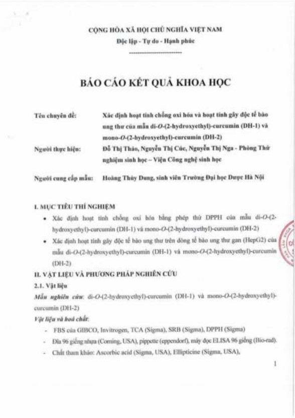 Phụ lục 136 Kết quả thử hoạt tính chống oxy hóa và hoạt tính gây độc tế 3