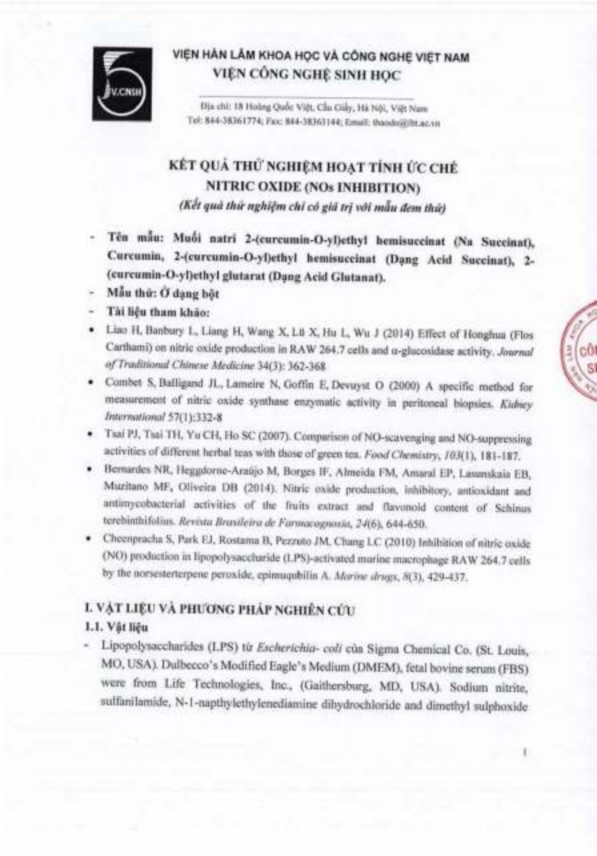 Phụ lục 138 Kết quả thử hoạt tính chống viêm của các dẫn chất curcumin mono 4