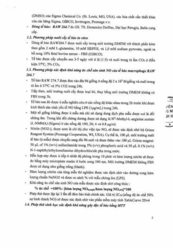 Phụ lục 138 Kết quả thử hoạt tính chống viêm của các dẫn chất curcumin mono 5