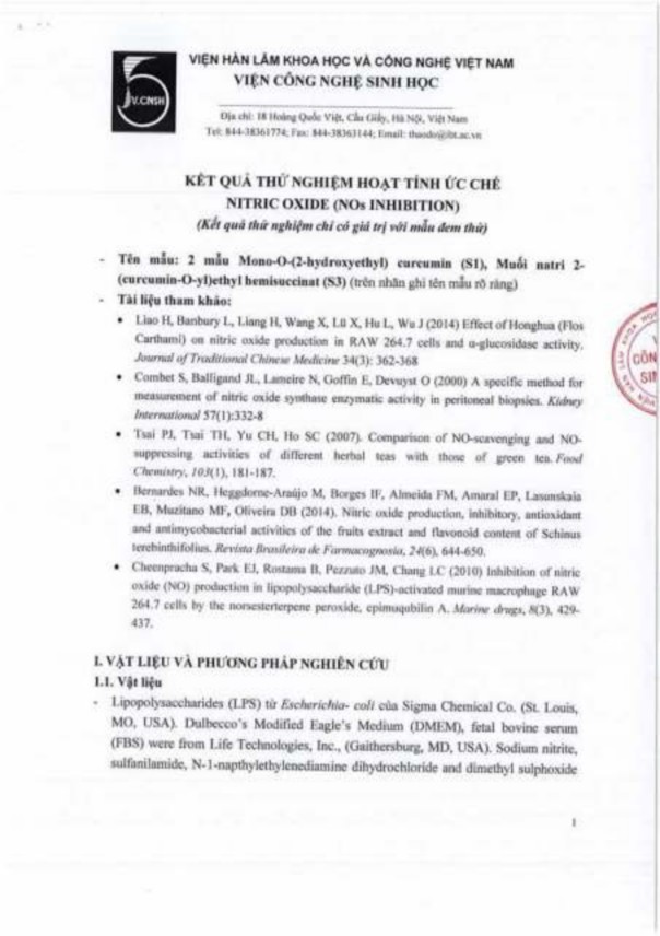 Phụ lục 141 Kết quả thử hoạt tính chống viêm của các dẫn chất mono O 2 7