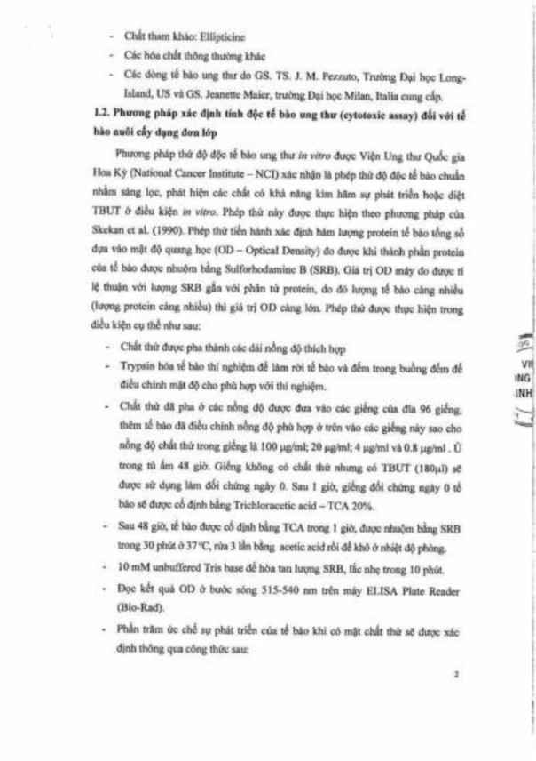 Phụ lục 142 Kết quả thử hoạt tính kháng tế bào ung thư của các dẫn chất 4