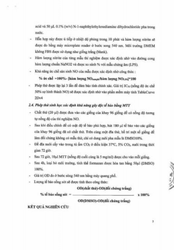 Tính chống viêm của dẫn chất muối natri 2 O 2 hydroxyethyl curcumin ethyl sulfat PH13 5