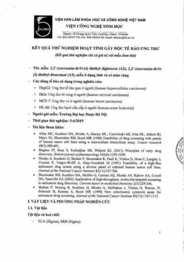 Nghiên cứu bán tổng hợp một số dẫn chất curcumin nhằm cải thiện độ tan trong nước hướng ứng dụng trong dược phẩm - 53 6