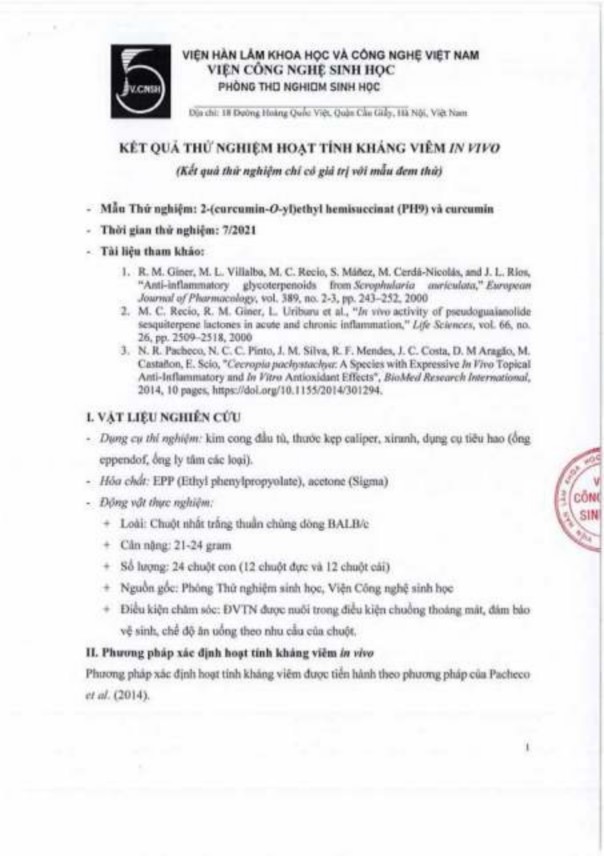 Phụ lục 153 Kết quả thử hoạt tính chống viêm in vivo trên tai chuột của dẫn 3