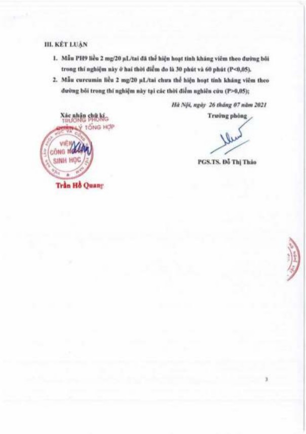 Phụ lục 153 Kết quả thử hoạt tính chống viêm in vivo trên tai chuột của dẫn 5