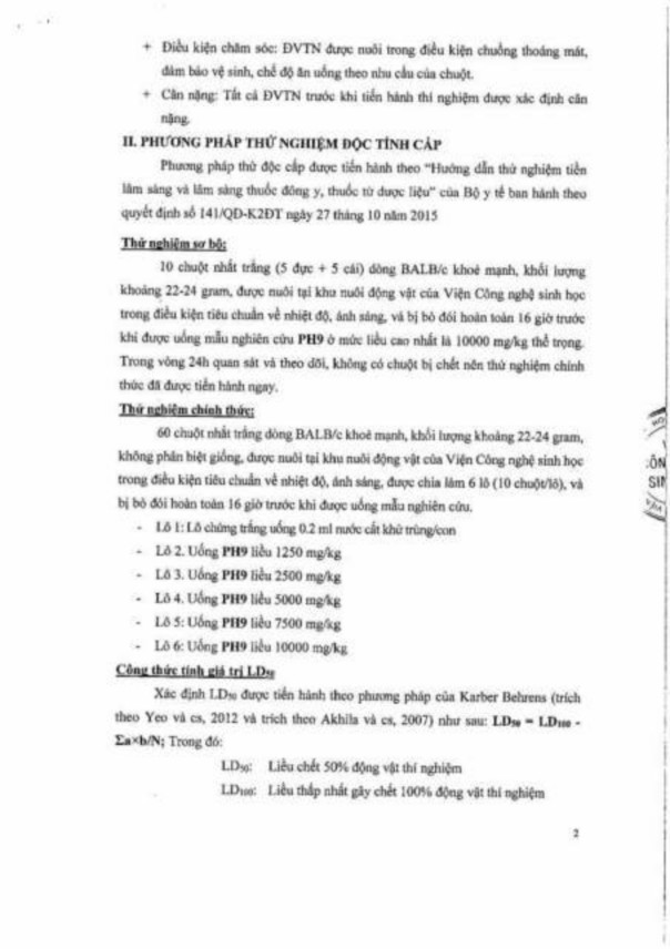 Ethyl curcumin PH9 Phụ lục 154 Kết quả đánh giá độc tính cấp trên chuột của 7