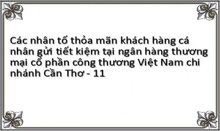Các nhân tố thỏa mãn khách hàng cá nhân gửi tiết kiệm tại ngân hàng thương mại cổ phần công thương Việt Nam chi nhánh Cần Thơ - 11