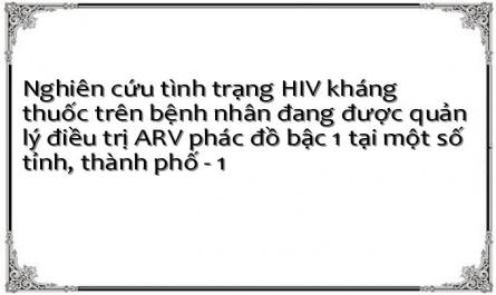 Nghiên cứu tình trạng HIV kháng thuốc trên bệnh nhân đang được quản lý điều trị ARV phác đồ bậc 1 tại một số tỉnh, thành phố - 1