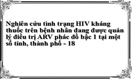 Nghiên cứu tình trạng HIV kháng thuốc trên bệnh nhân đang được quản lý điều trị ARV phác đồ bậc 1 tại một số tỉnh, thành phố - 18