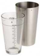 1 Boston shaker 2 Standard shaker 3 Strainer 4 Mixing glass 5 Bar spoon 6 Jigger Measure 7 1