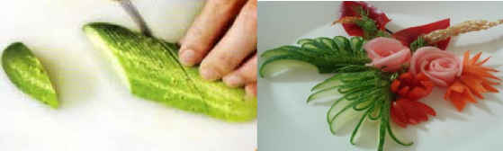 H 7 Cắt dưa thành từng lát mỏng đều nhau nhưng không để đứt rời ra sau đó 6