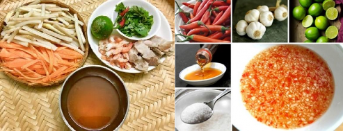 H 9 Nguyên liệu làm gỏi Ngó sen cà rốt thịt chân giò heo tôm sú … H 10 Nguyên 13