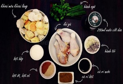 H 25 Nguyên liệu làm món Gà nấu cà ry Cách làm Gà làm sạch chặt miếng vuông to 3