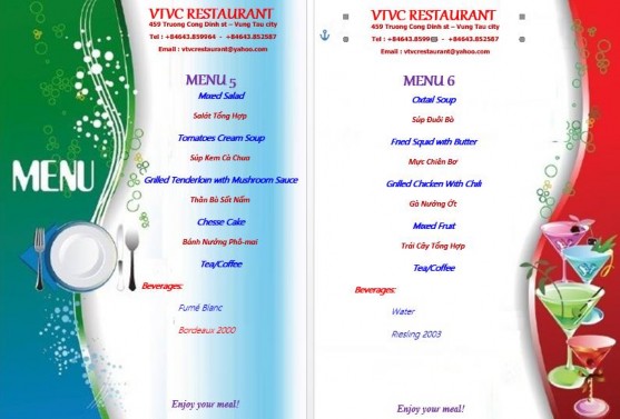 Đến họ các thông tin có tác dụng quảng cáo 3 Một Số Loại Mẫu Thực Đơn 10