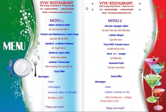 Đến họ các thông tin có tác dụng quảng cáo 3 Một Số Loại Mẫu Thực Đơn 11