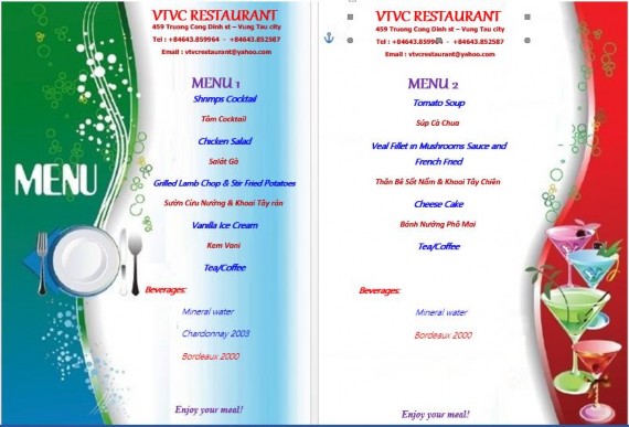 Đến họ các thông tin có tác dụng quảng cáo 3 Một Số Loại Mẫu Thực Đơn 8