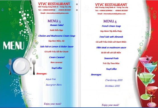 Đến họ các thông tin có tác dụng quảng cáo 3 Một Số Loại Mẫu Thực Đơn 9