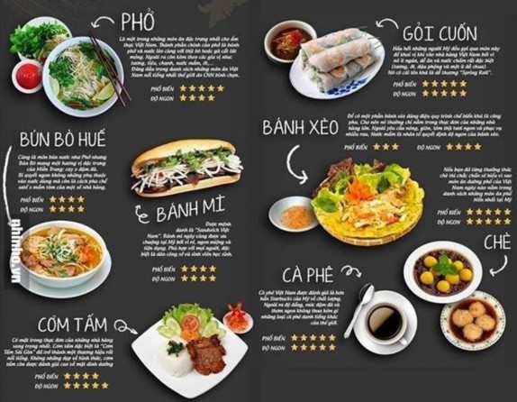 Thực đơn có thể được in ấn trên tấm bìa cứng hoặc trên một cuốn tập 4