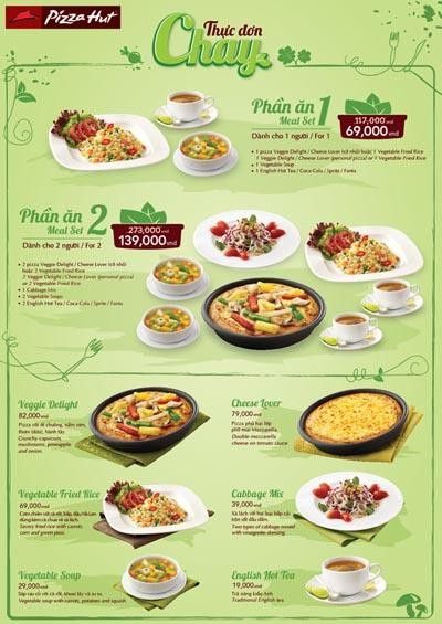 Các món rau độc lập phải sắp xếp sau món rán chiên Mỗi loại rau chỉ được 1