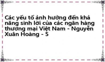 Các yếu tố ảnh hưởng đến khả năng sinh lời của các ngân hàng thương mại Việt Nam - Nguyễn Xuân Hoàng - 5