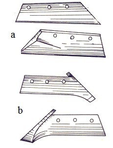 Lưỡi cày có hai loại được sử dụng phổ biến là lưỡi cày hình thang và 1