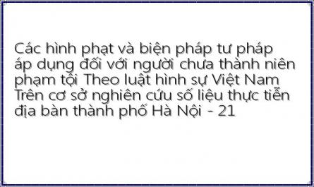 Các hình phạt và biện pháp tư pháp áp dụng đối với người chưa thành niên phạm tội Theo luật hình sự Việt Nam Trên cơ sở nghiên cứu số liệu thực tiễn địa bàn thành phố Hà Nội - 21