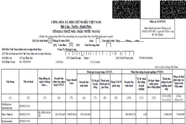 Hình 2 8 Tờ khai thuế Nhà thầu nước ngoài tháng 3 2014 Hình 2 9 Báo cáo tình hình 1