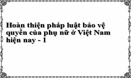 Hoàn thiện pháp luật bảo vệ quyền của phụ nữ ở Việt Nam hiện nay - 1