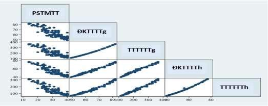 Biểu đồ 3 11 Biểu đồ tương quan giữa các chỉ số siêu âm tim Các chỉ số 1