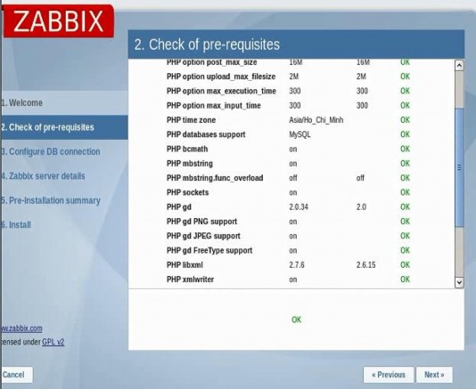Hình 3 17 Giao diện kiểm tra các cấu hình của Zabbix Khai báo cơ sở dữ liệu và 1