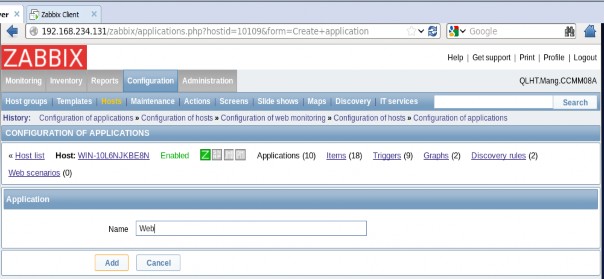 Hình 3 37 Đặt tên cho ứng dụng Bước 3 Tạo web cho máy Zabbix Client Hình 3 38 Tạo 7