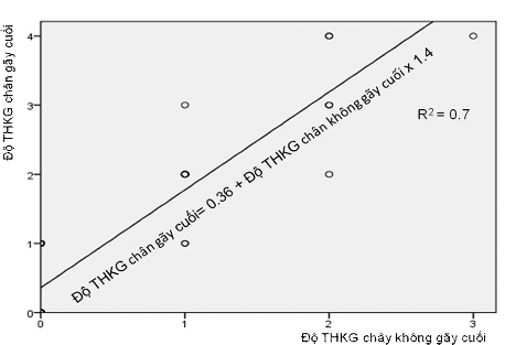 Biểu đồ 3 3 Phương trình hồi quy tuyến tính độ thoái hóa khớp gối chân gãy 7