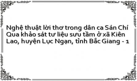 Nghệ thuật lời thơ trong dân ca Sán Chí Qua khảo sát tư liệu sưu tầm ở xã Kiên Lao, huyện Lục Ngạn, tỉnh Bắc Giang - 1