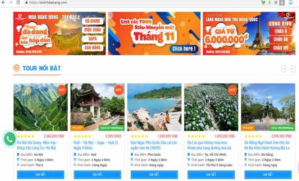 Hình 3 2 Hình ảnh trang chủ của website http dulichdaibang com Trường Đại học Kinh 1