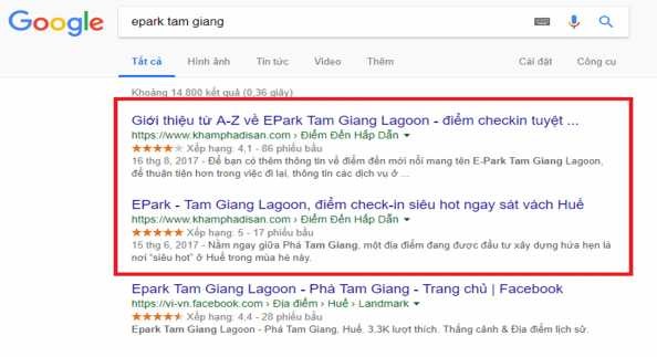 Hình 5 Hình ảnh tour du lịch của công ty được lên top kết quả tìm kiếm 4