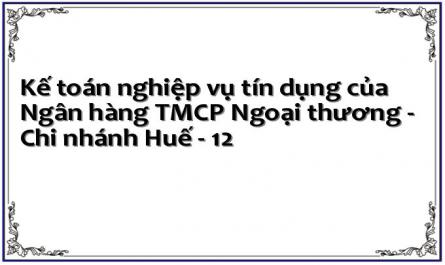 Kế toán nghiệp vụ tín dụng của Ngân hàng TMCP Ngoại thương - Chi nhánh Huế - 12