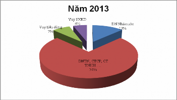 Dư nợ CVTD trong tổng dư nợ năm 2013 Hình 3 2 Biểu đồ về dư nợ cho vay tiêu 6