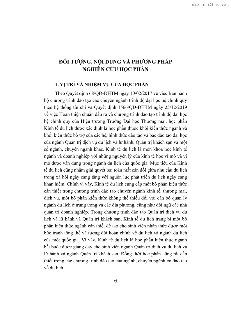 Giáo trình Kinh tế du lịch Phần 1 - 1 Trang 11