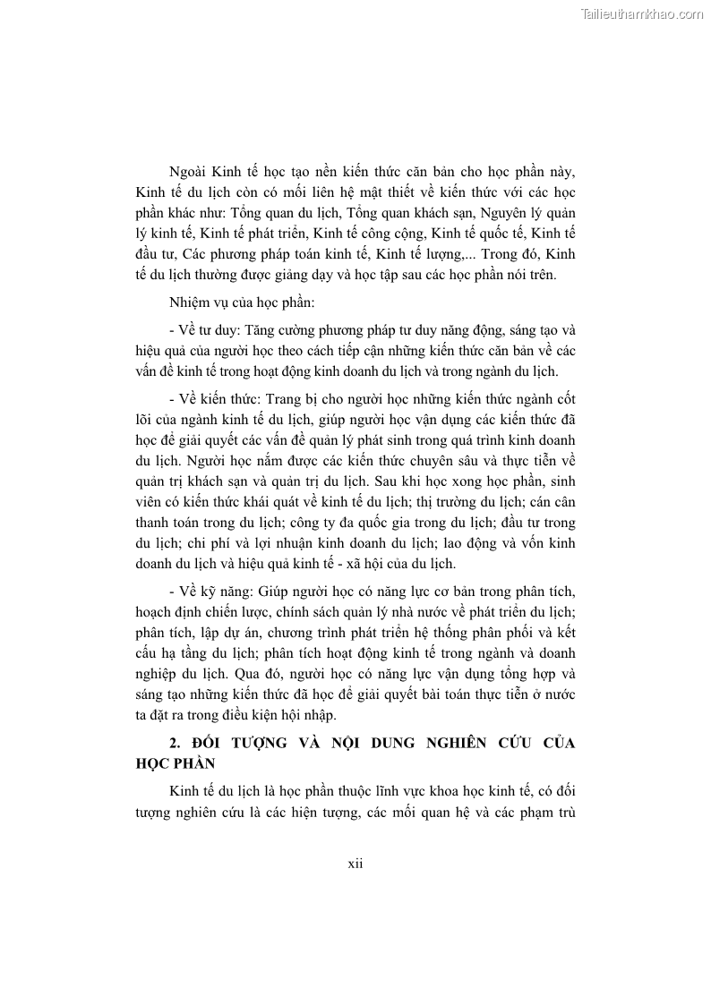 Giáo trình Kinh tế du lịch Phần 1 - 1 Trang 12