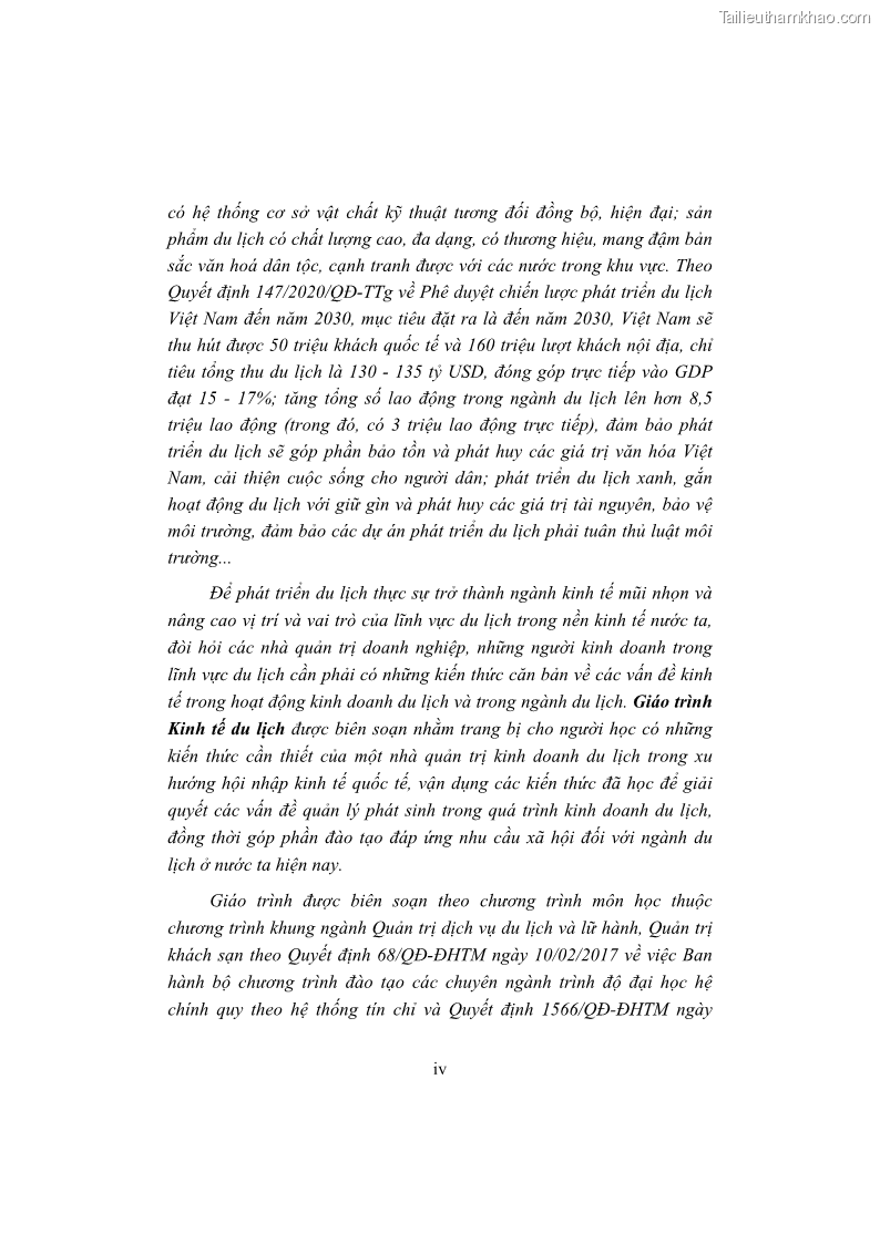 Giáo trình Kinh tế du lịch Phần 1 - 1 Trang 4